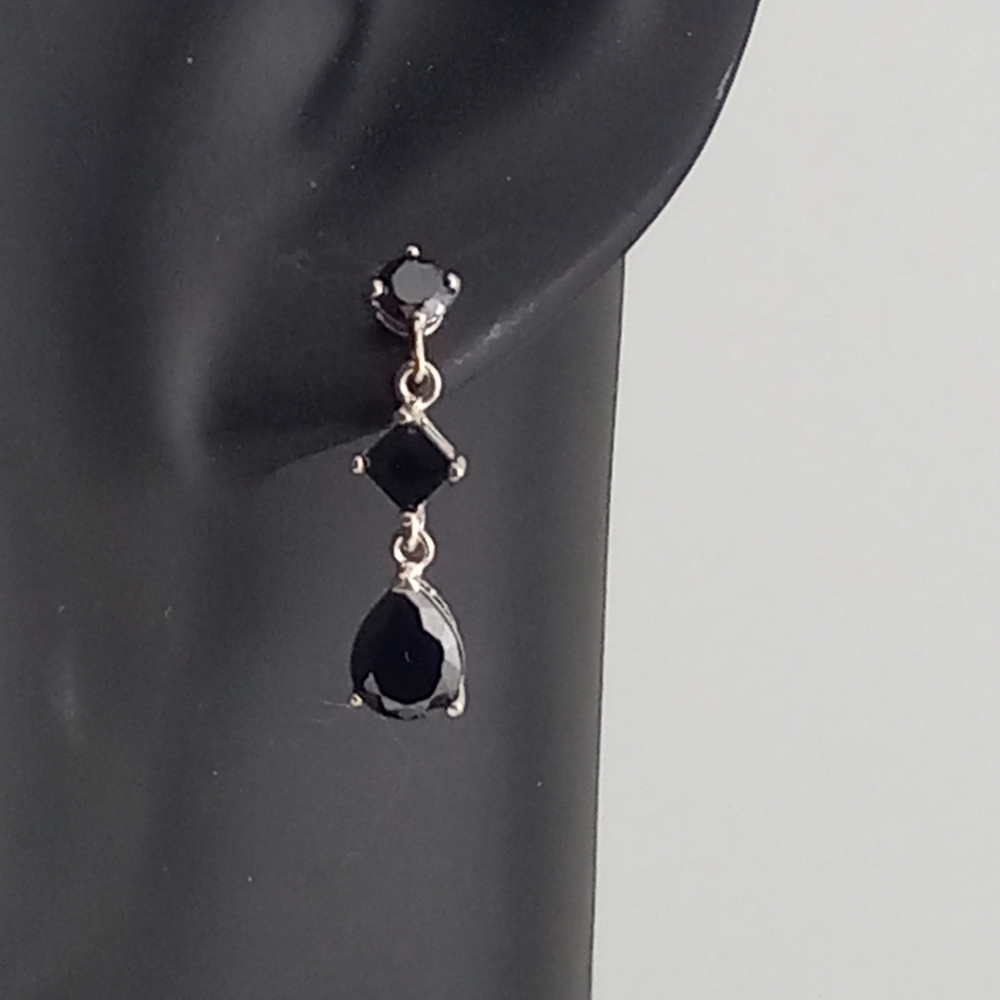 Vivah Brand Dainty Black Cubic Stone Dangle Earrings